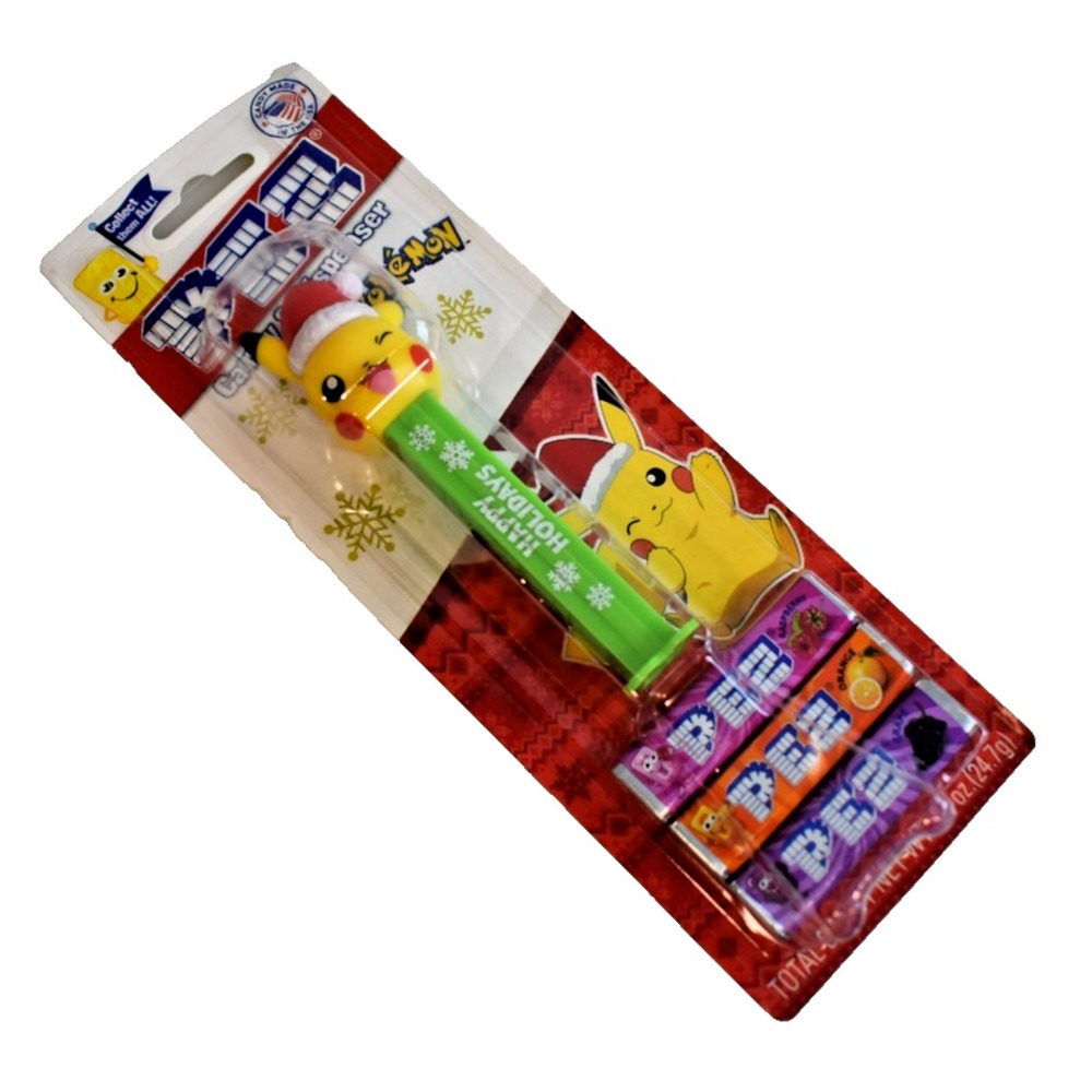 Christmas PEZ Candy & Dispenser Pokemon Pikachu Happy Holidays Stocking Stuffer